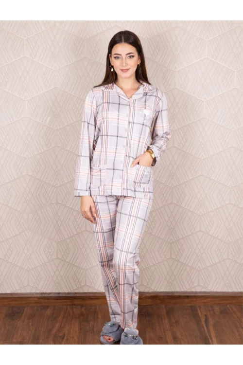 بيجاما كاروهات بجيوب و أزرار إغلاق