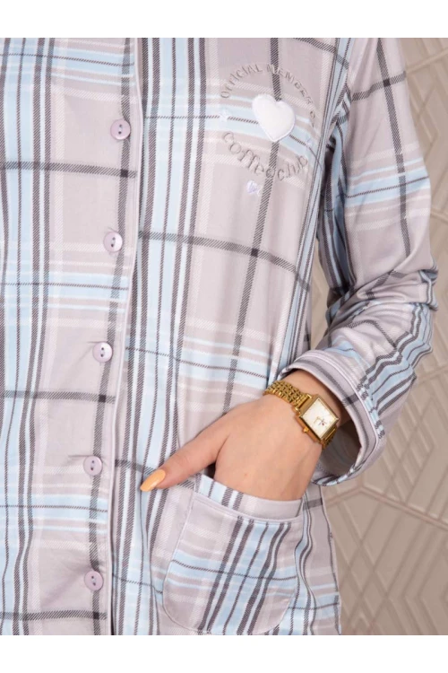 بيجاما كاروهات بجيوب و أزرار إغلاق