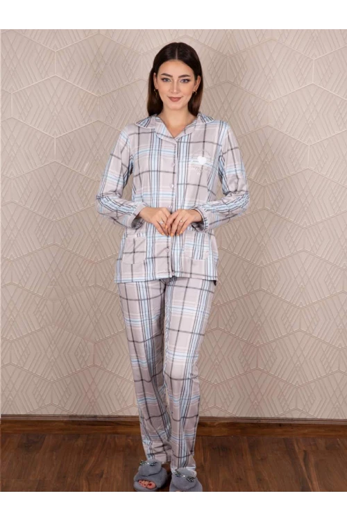 بيجاما كاروهات بجيوب و أزرار إغلاق