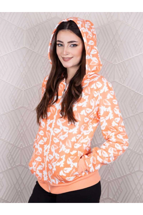 جاكيت جامبو شتوي مزين بطبعات ورق شجر