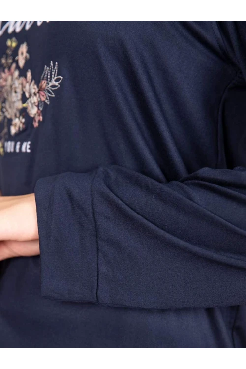 بيجاما بنطلون بطبعات زهور مع تيشيرت بأكمام طويلة