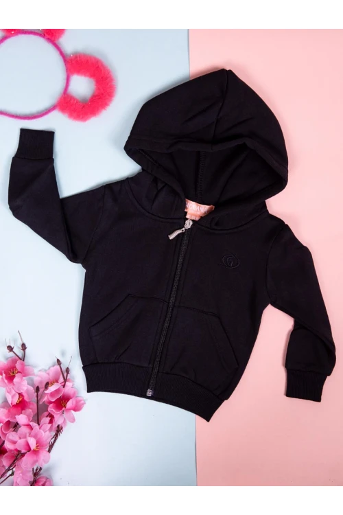 جاكيت سادة بسحاب إغلاق مع قبعة