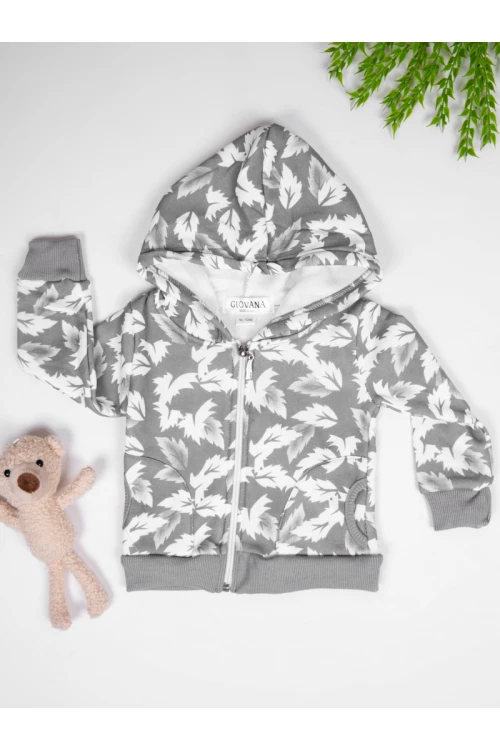 جاكيت شتوي بقبعة مزين بطبعات شجر