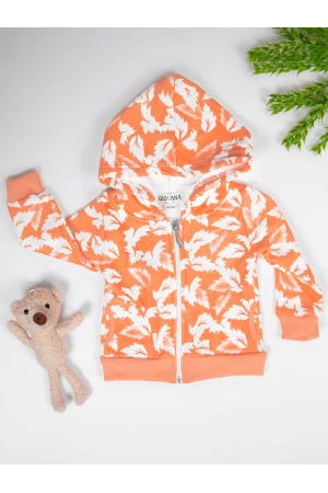 جاكيت شتوي بقبعة مزين بطبعات شجر