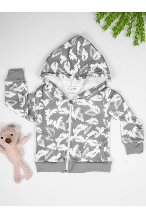 جاكيت شتوي بقبعة مزين بطبعات شجر