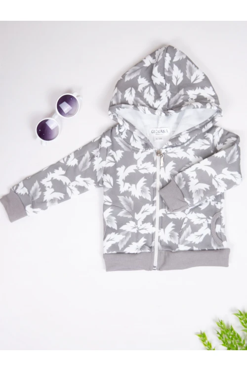 جاكيت جامبو شتوي مزين بطبعات ورق شجر