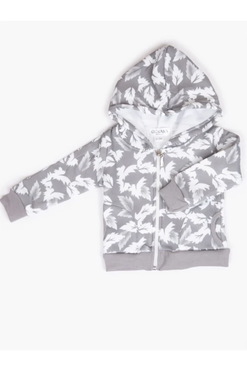 جاكيت جامبو شتوي مزين بطبعات ورق شجر