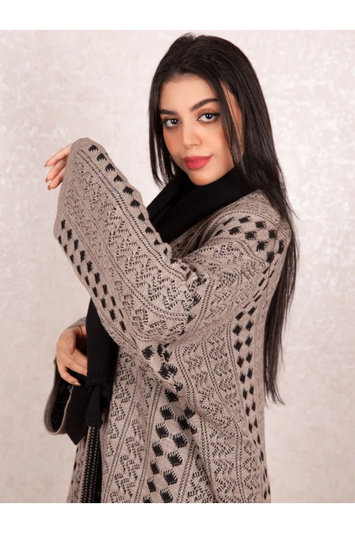 عباية شتوي بأكمام طويلة مع شال