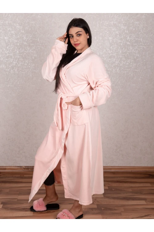 روب مخمل بجيوب مع حزام ربط