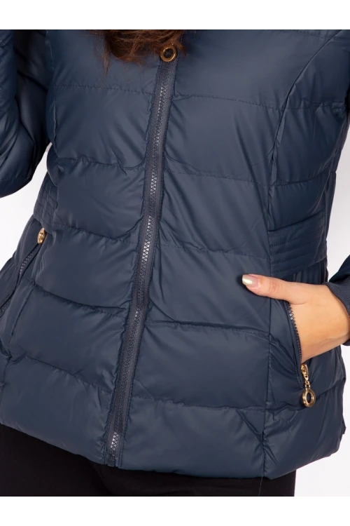 جاكيت شتوي بسحاب إغلاق مع قبعة فرو