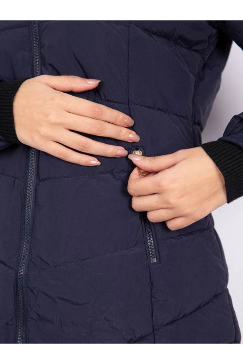 جاكيت شتوي متوسط الطول بقبعة فرو