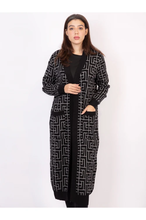 جاكيت شتوي متوسط الطول بجيوب أمامية