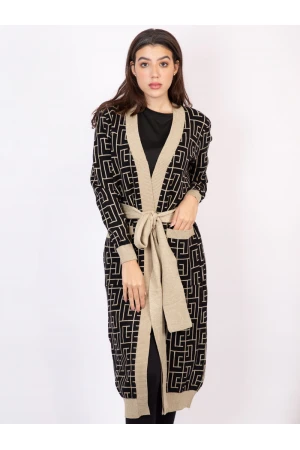 جاكيت شتوي متوسط الطول بجيوب أمامية