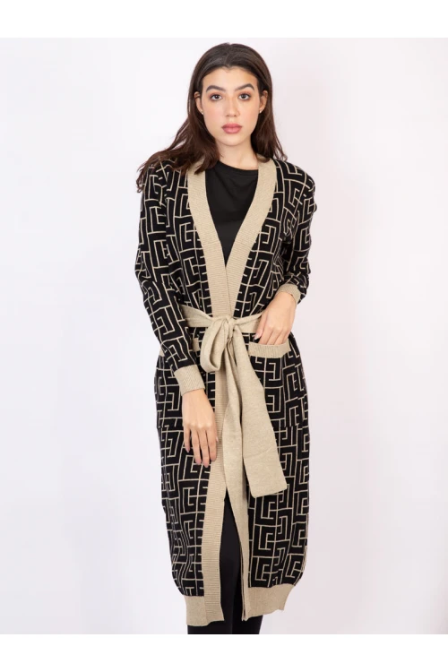 جاكيت شتوي متوسط الطول بجيوب أمامية