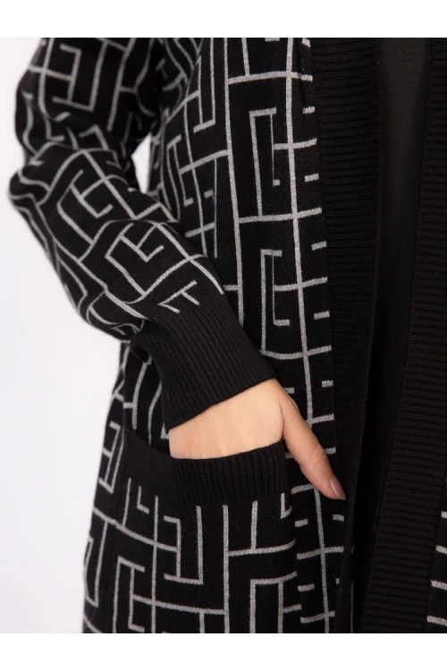 جاكيت شتوي متوسط الطول بجيوب أمامية