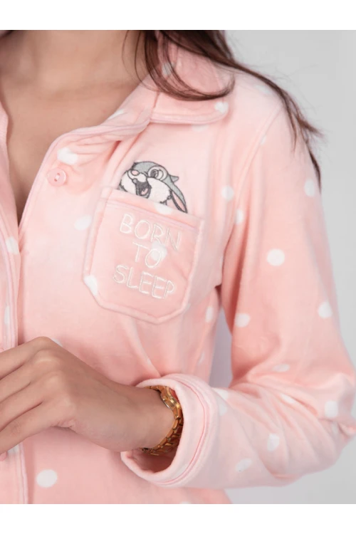 بيجاما شتوية منقطة بأزرار إغلاق