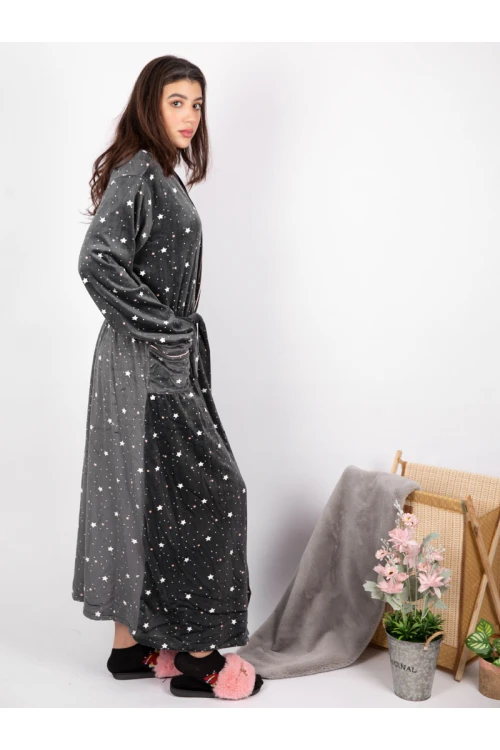 روب شتوي مخمل بطبعات نجوم