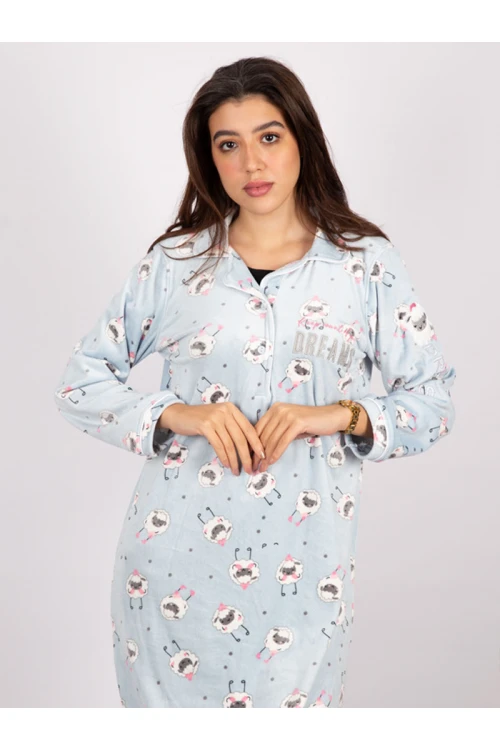 قميص شتوي مخمل بطبعات خروف