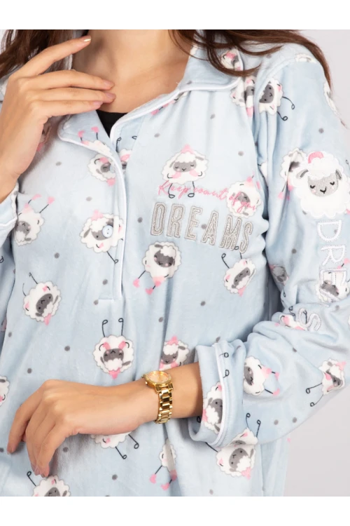 قميص شتوي مخمل بطبعات خروف