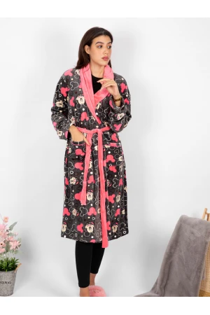 روب مخمل متوسطة الطول بطبعات ميكي ماوس