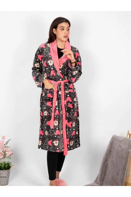 روب مخمل متوسطة الطول بطبعات ميكي ماوس