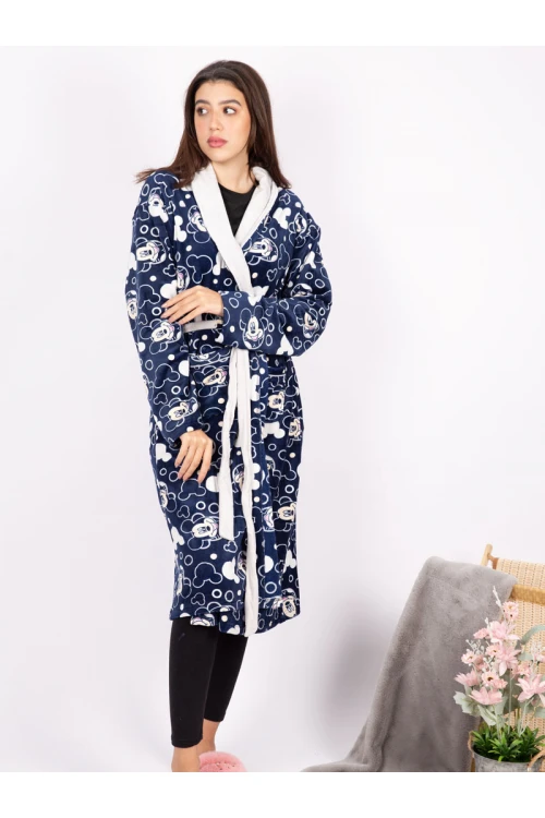 روب مخمل متوسطة الطول بطبعات ميكي ماوس