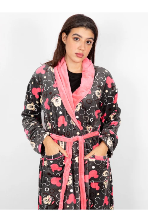 روب مخمل متوسطة الطول بطبعات ميكي ماوس