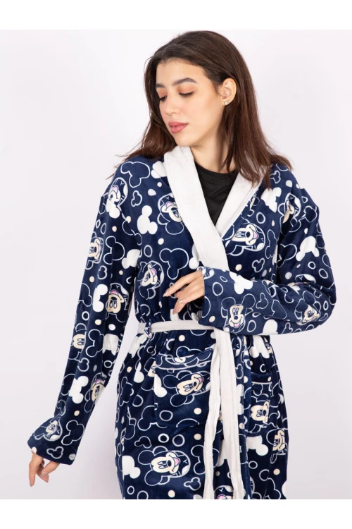 روب مخمل متوسطة الطول بطبعات ميكي ماوس