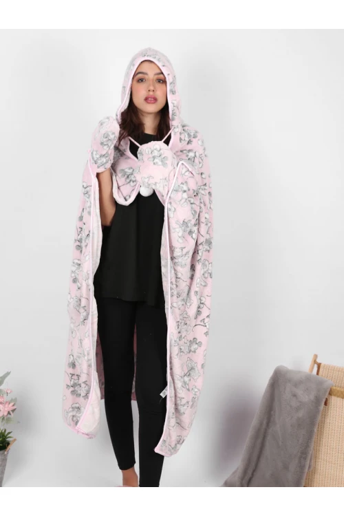 شال شتوي مع قبعة و قفازات