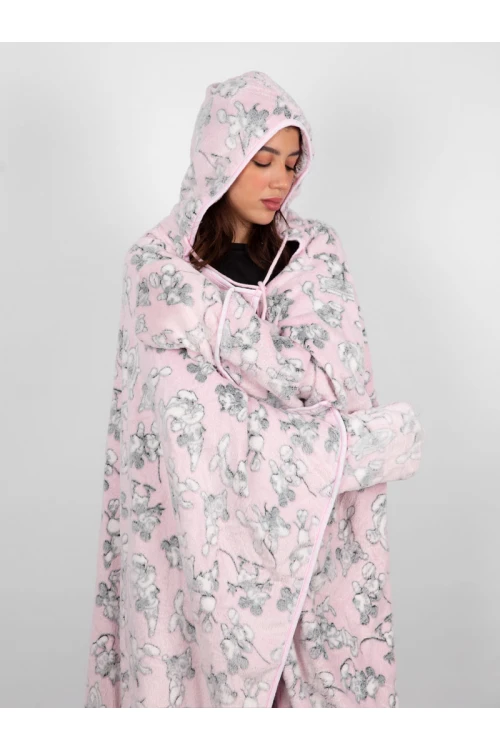 شال شتوي مع قبعة و قفازات