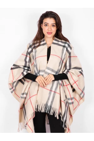 شال كاروهات بقصة واسعة