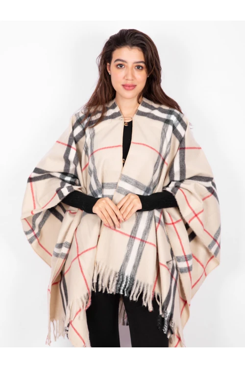 شال كاروهات بقصة واسعة