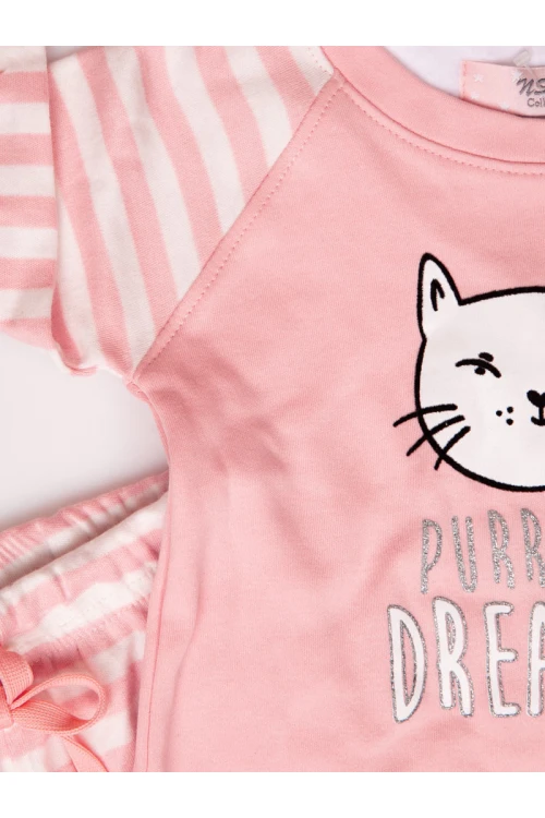 بيجامة مواليد بنطلون مخططة مع تيشيرت بأكمام طويلة