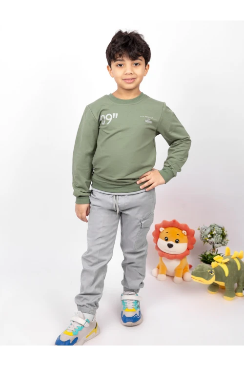 طقم بنطلون مع بلوفر بأكمام طويلة