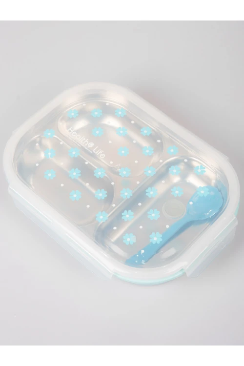 حافظة طعام طبقتين مع ملعقة