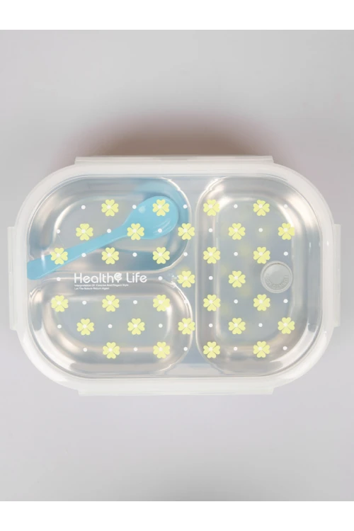 حافظة طعام طبقتين مع ملعقة