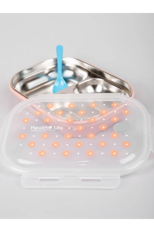 حافظة طعام طبقتين مع ملعقة