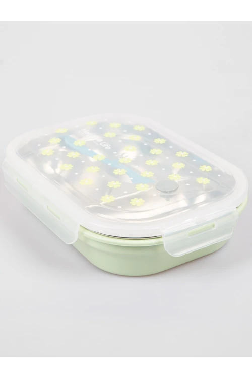 حافظة طعام طبقتين مع ملعقة