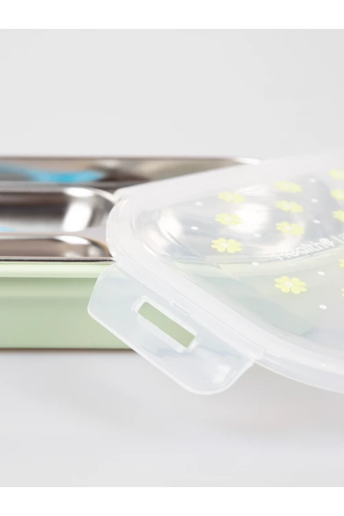 حافظة طعام طبقتين مع ملعقة