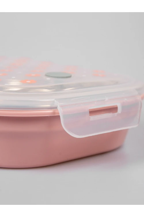 حافظة طعام طبقتين مع ملعقة