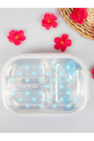 حافظة طعام طبقتين مع ملعقة