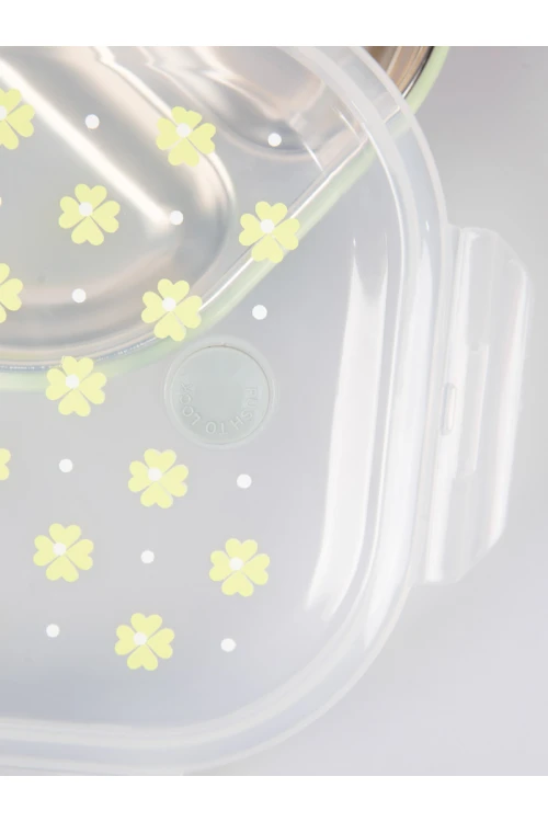 حافظة طعام طبقتين مع ملعقة