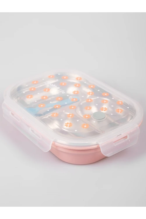 حافظة طعام طبقتين مع ملعقة