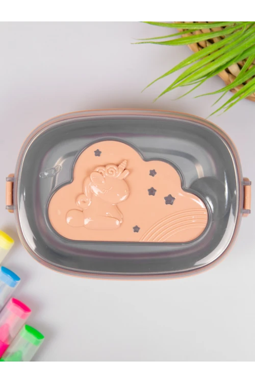 حافظة طعام بغطاء شفاف و ملعقة