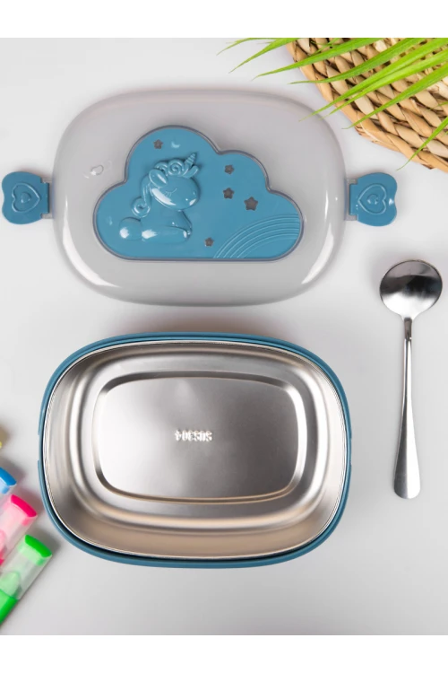 حافظة طعام بغطاء شفاف و ملعقة