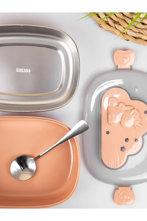 حافظة طعام بغطاء شفاف و ملعقة