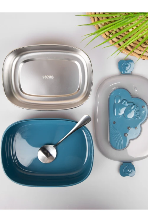 حافظة طعام بغطاء شفاف و ملعقة