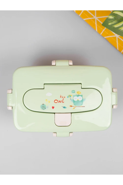 حافظة طعام مع ملعقة و غطاء محكم الإغلاق