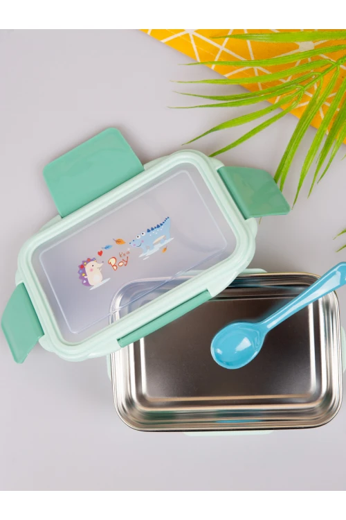 حافظة طعام بغطاء شفاف و ملعقة