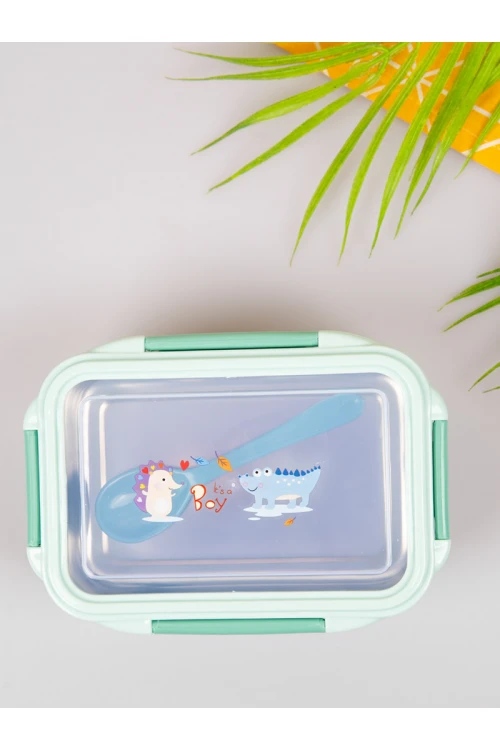 حافظة طعام بغطاء شفاف و ملعقة